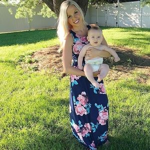 PinkBlush worn once navy floral dress